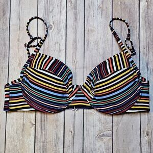 Multicolor Striped Bikini Top